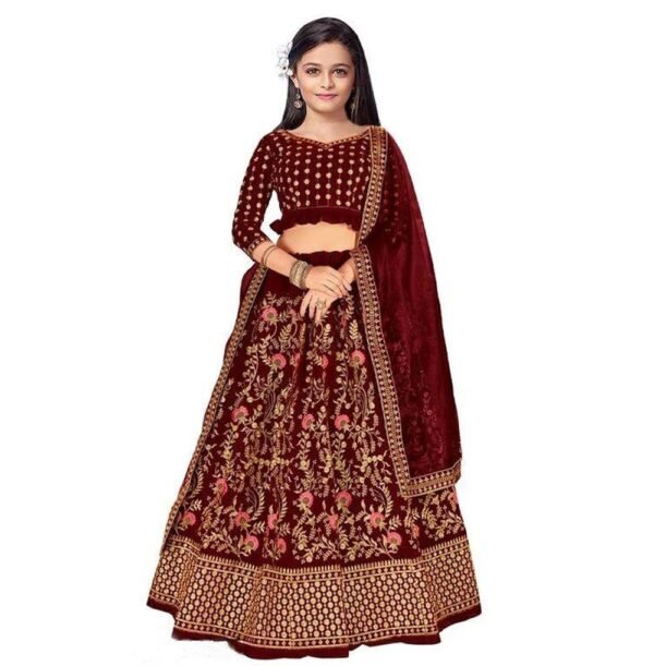 KID'S 3 PIC Lehenga Choli - Fabric - Tapeta Velvet