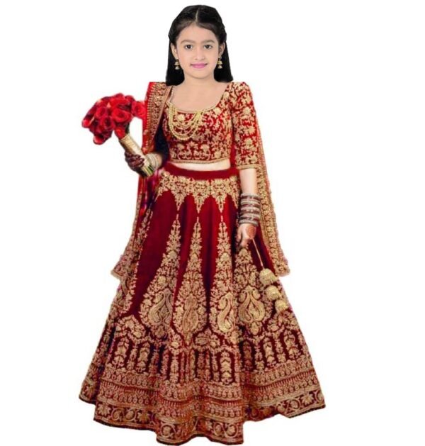 KID'S 3 PIC Lehenga Choli - Fabric - Tapeta Velvet