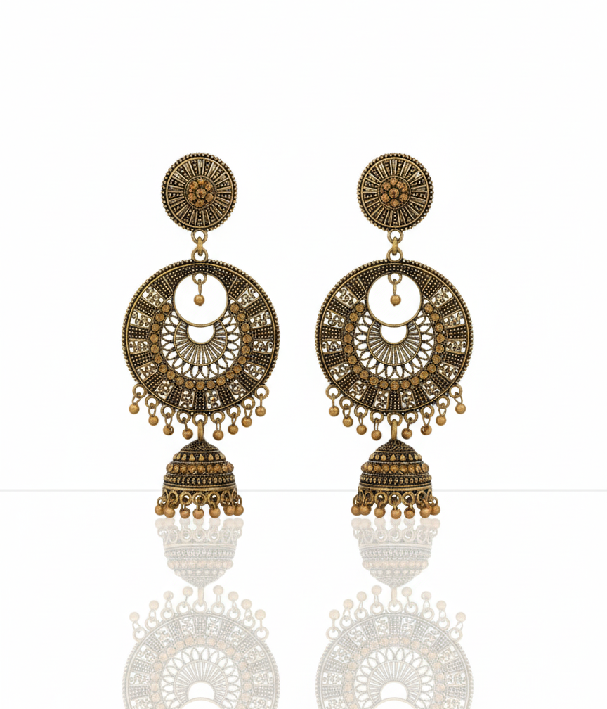 German Silver Oxidized Earrings - joshifashion.com