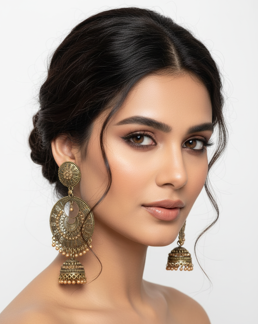 German Silver Oxidized Earrings - joshifashion.com