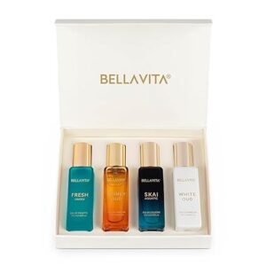 Bella Vita Luxury Long Lasting Unisex Perfume Gift Set – 4 Miniature Scents