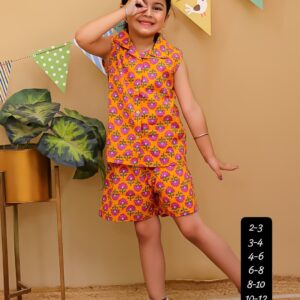 Girls Cotton Printed Shirt and Shorts Set - joshifashion.com