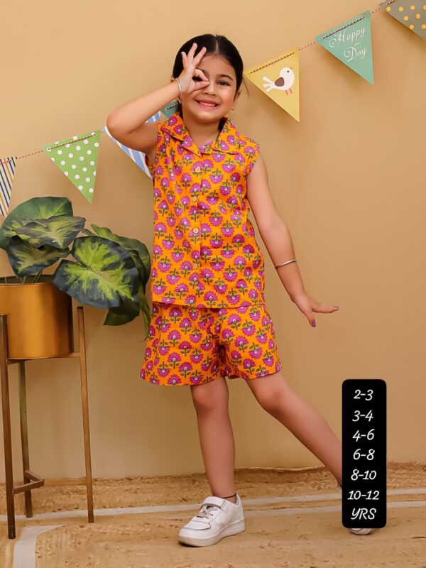 Girls Cotton Printed Shirt and Shorts Set - joshifashion.com