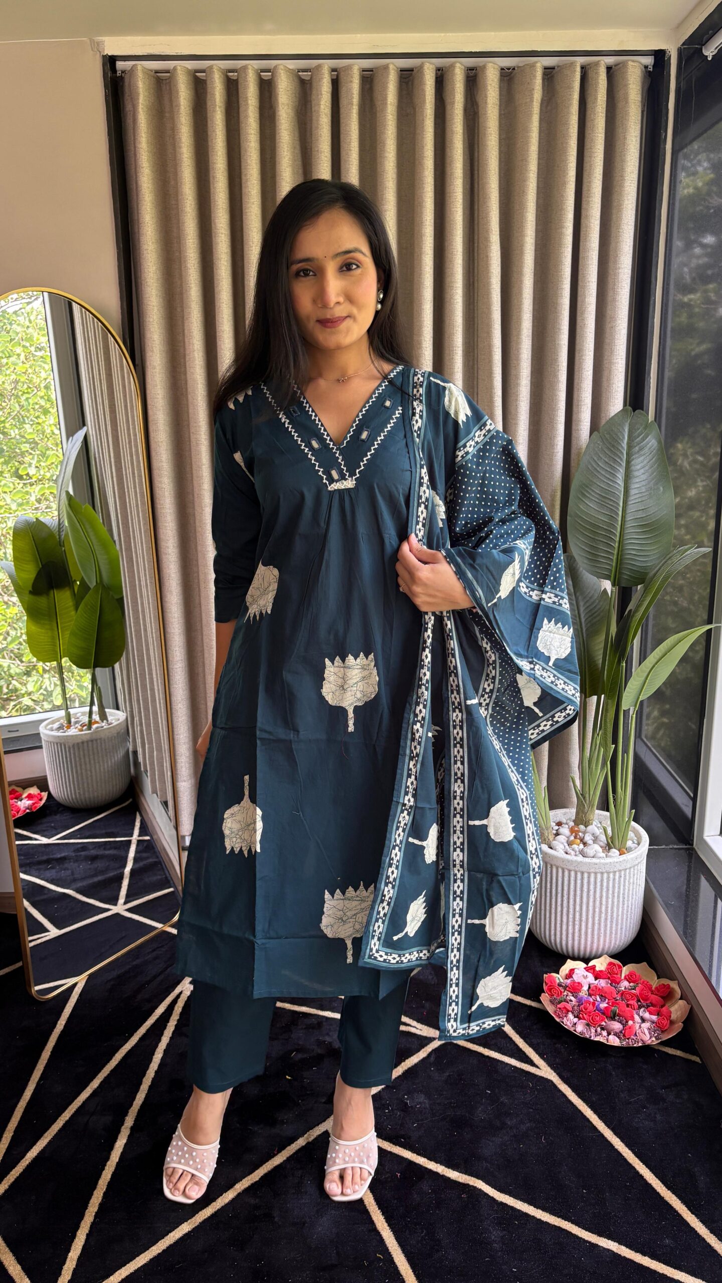 Elegant Cotton Kurti Pant Dupatta Set for Women - Image 6