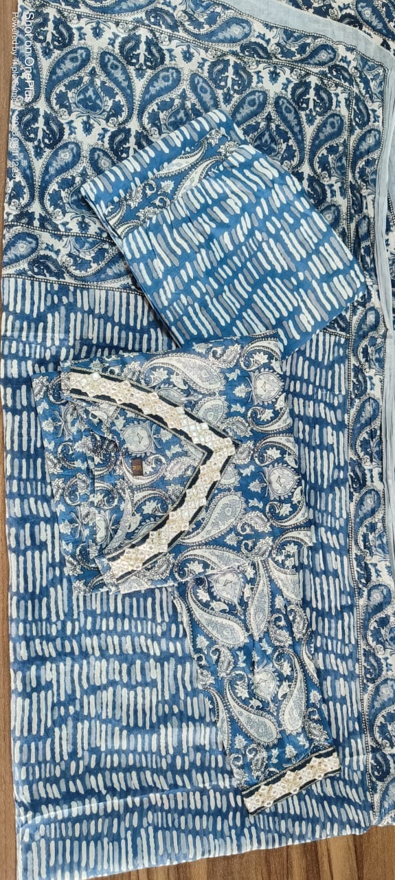 Elegant Cotton Kurti Pant Dupatta Set - Image 5