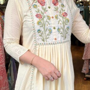 Cotton Dobby Schiffli Kurti Set