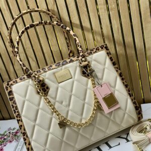 Emily Loran Elegant Quilted Tote Bag with Gold Chain Detail & Shoulder Strap