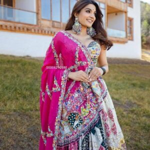 Printed Muslin Cotton Mirror Work Lehenga Choli