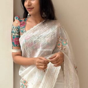 Crush Organza Saree with Kalamkari Blouse