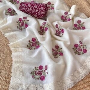 Pure Crush Georgette Chiffon Embroidered Saree