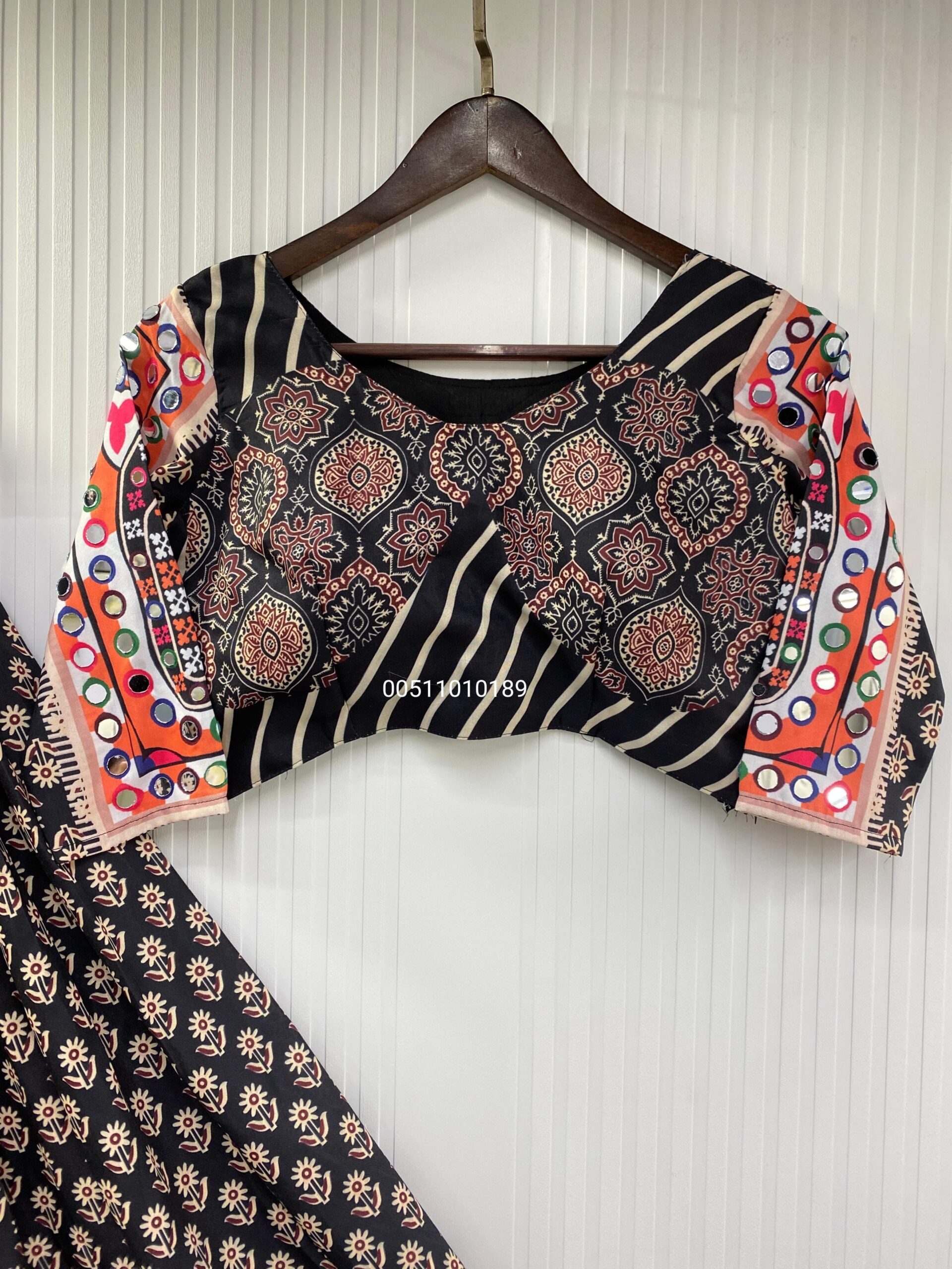 Mirror Work Printed Lehenga Choli Set - Image 3