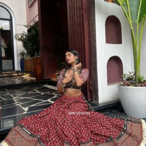 Mirror Work Printed Lehenga Choli Set