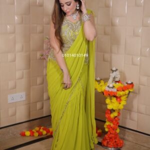 Lehenga Saree with Sleeveless Blouse & Sequin Embroidery