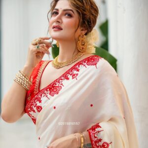 Special Red & White Embroidered Saree Set