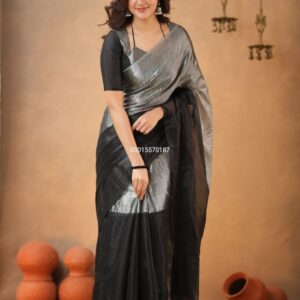 Elegant Tissue Cotton Half & Half Saree