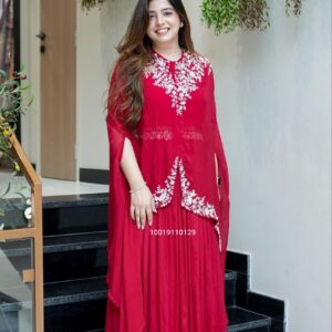 Embroidered Georgette 3-Piece Lehenga Set