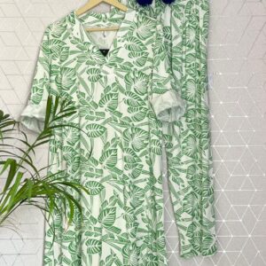 V-Neck Printed Co-ord Set with Double Pockets