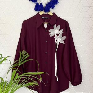 Crepe Flower Embellished Shirt