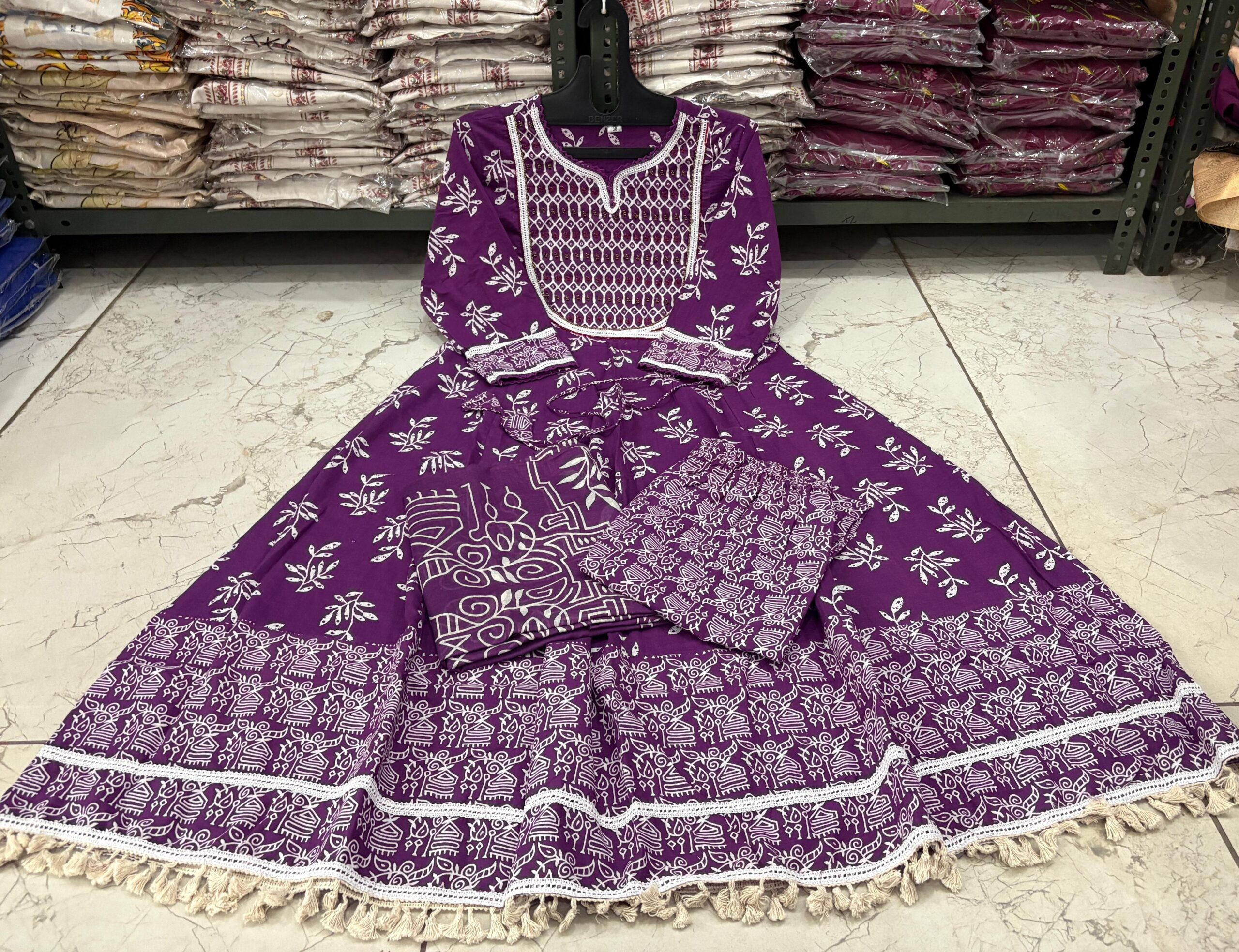Voluminous Premium Cotton Suit Set – Handwork Edition - Image 3