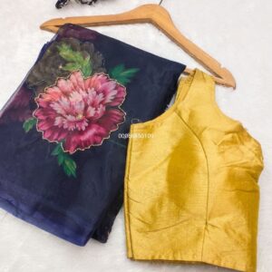 Elegance Bloom Organza Handwork Saree