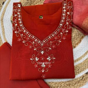 Elegant Ease – Roman Silk Work Kurti Set