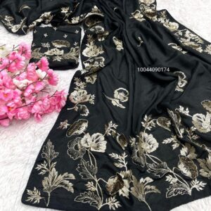 Ethereal Bloom – Soft Chinon Embroidered Saree