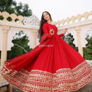 Glamorous Fox Georgette Embroidered Gown with Dupatta