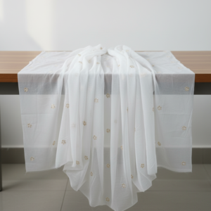 White Chanderi Silk Dupatta with Traditional Gota Patti Handwork