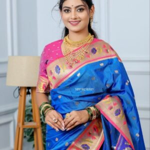 Blue Paithani Pure Silk Saree