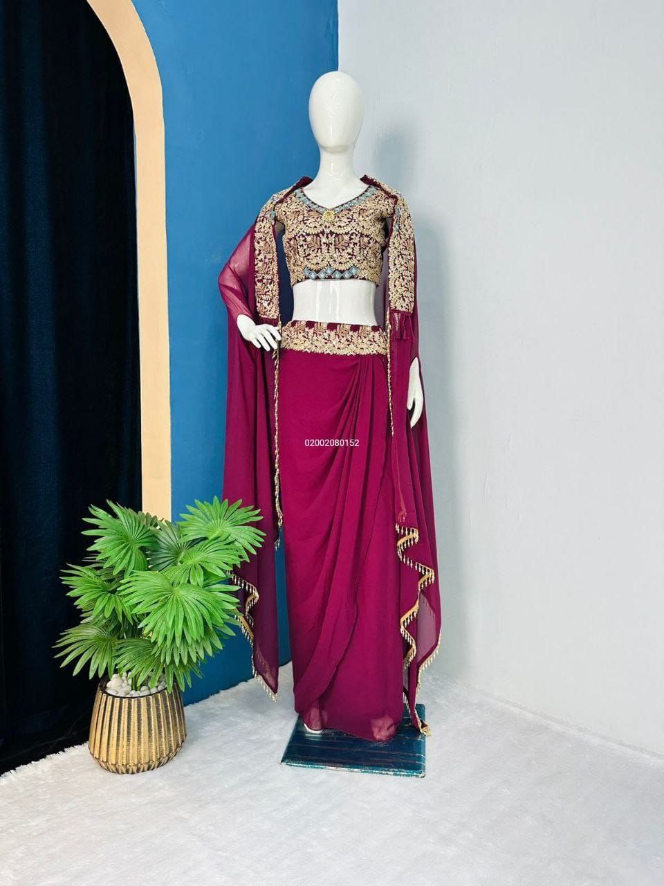 Party Wear Shrug with Sharara Set - Image 4