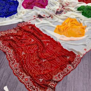 Royal Bandhani Georgette Saree with Pita Work