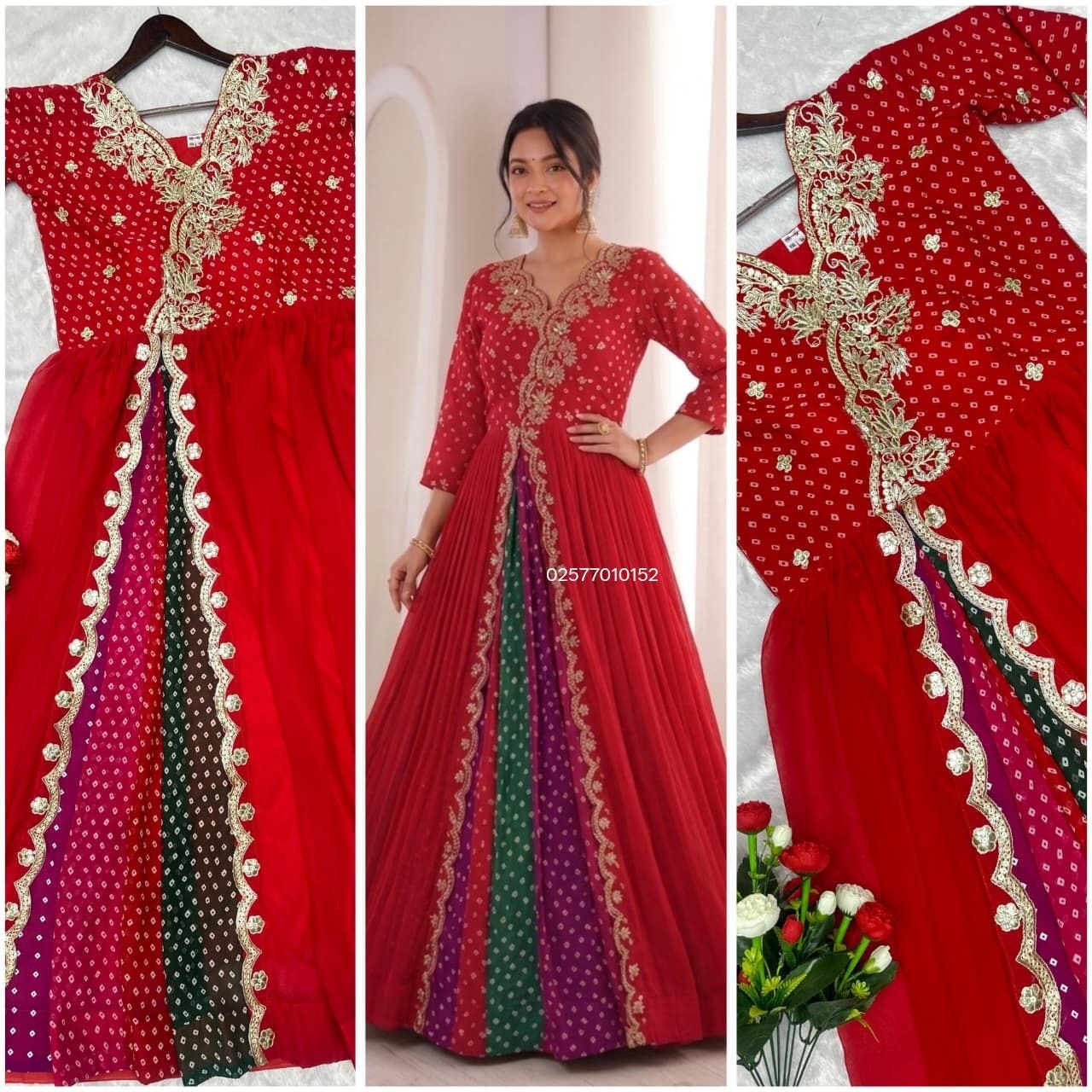 Designer Faux Georgette Embroidered Anarkali - Image 5