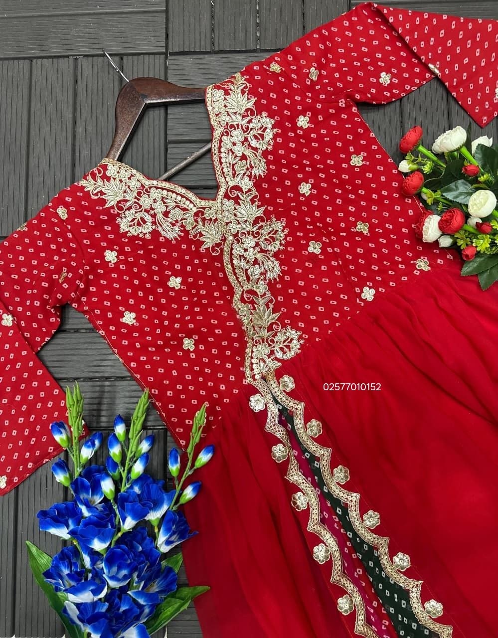 Designer Faux Georgette Embroidered Anarkali - Image 3