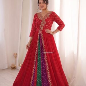 Designer Faux Georgette Embroidered Anarkali